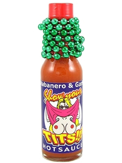 Show Your Tits! Hot Sauce w/ Mardi Gras Beads, 5oz.