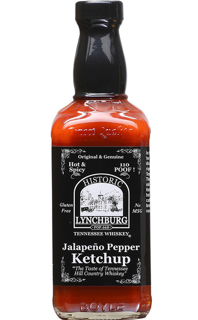 Historic Lynchburg Tennessee Whiskey Hot and Spicy 110 Proof Jalapeno Pepper Ketchup, 15oz.
