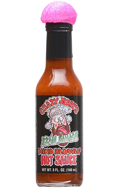 Crazy Jerry's Brain Damage Mind Blowin Hot Sauce, 5oz.