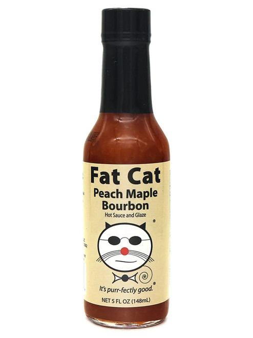 Fat Cat Peach Maple Bourbon Hot Sauce and Glaze, 5oz.