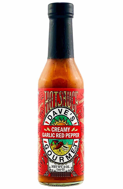 Dave's Gourmet Creamy Garlic Red Pepper Hot Sauce, 8oz.
