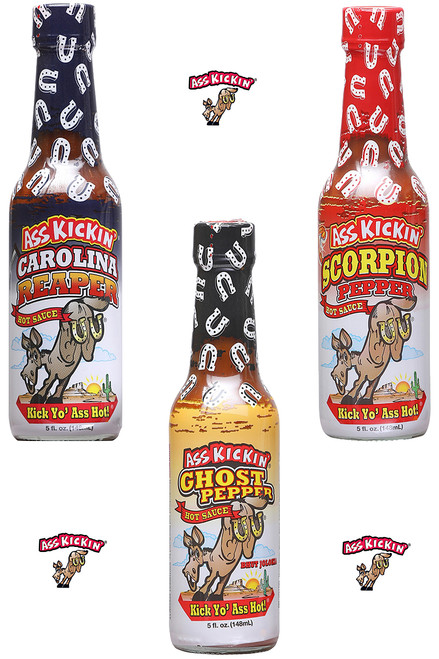 Ass Kickin Extreme Hot Sauces 3 Pack, 3/5oz.