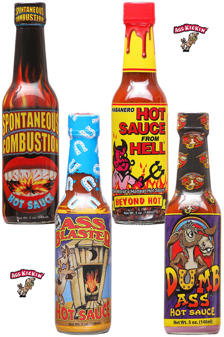 Ass Kickin Extreme Variety Hot Sauces Pack, 4/5oz.