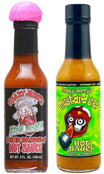 Crazy Jerry's Mind Blowin and Mustard Gas Hot Sauces Gift Set, 2/5oz.