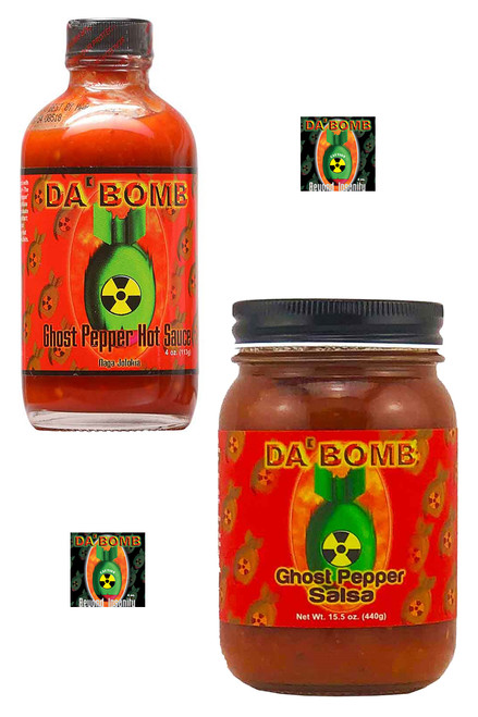 Da Bomb Jolokia Ghost Hot Sauce and Salsa Gift Set, 4oz, 15.5oz.