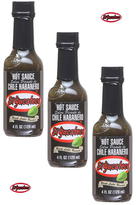 El Yucateco Black Label Reserve Chile Habanero 3 Pack, 3/4oz.