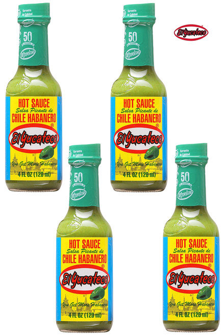 El Yucateco Green Chile Habanero Hot Sauces 4 Pack, 4/4oz.