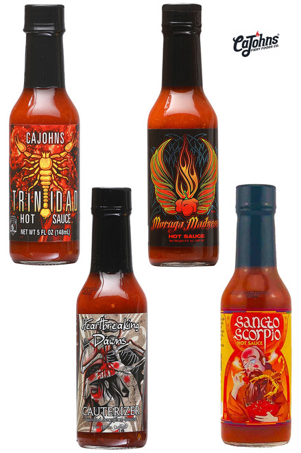 Hottest Trinidad Scorpion and Moruga Hot Sauces 4 Pack, 4/5oz.
